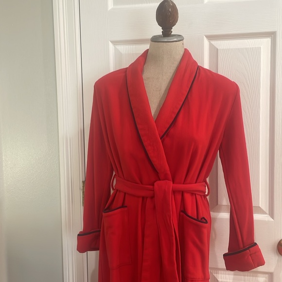 Vintage 80’s Harrods pure new wool red long maxi robe bathrobe women’s size XS - Picture 2 of 13
